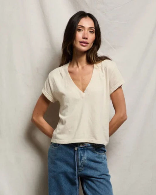 Alanis-Recycled Cotton  V Neck Tee